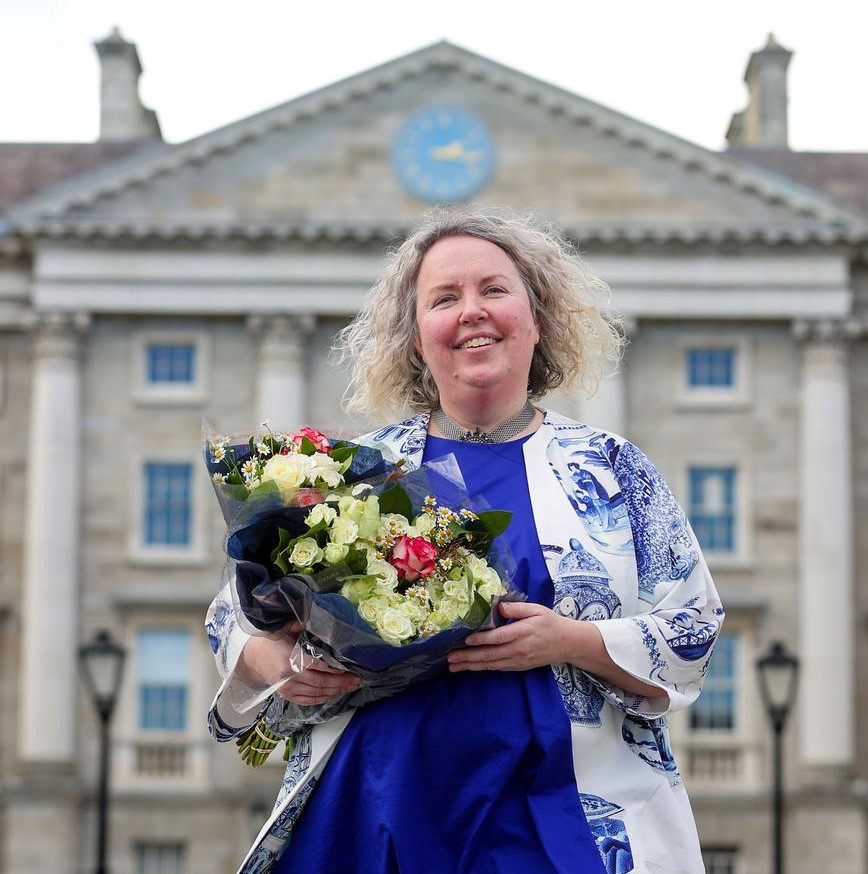 Prof Linda Doyle pictured in the grounds of Trinity College after she was elected.