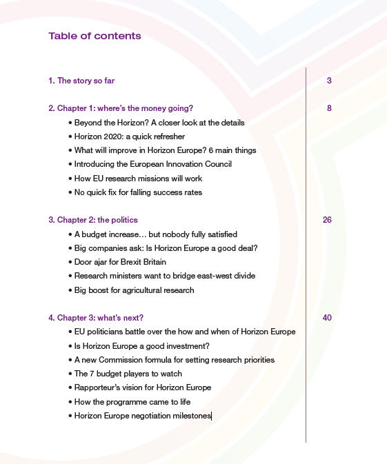 table of contents - horizon europe report