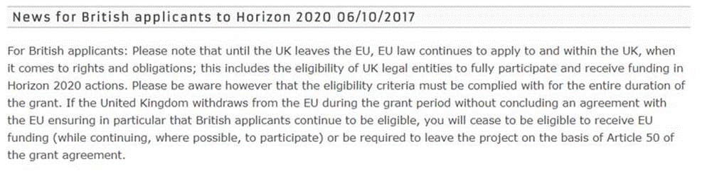 h2020 brexit policy